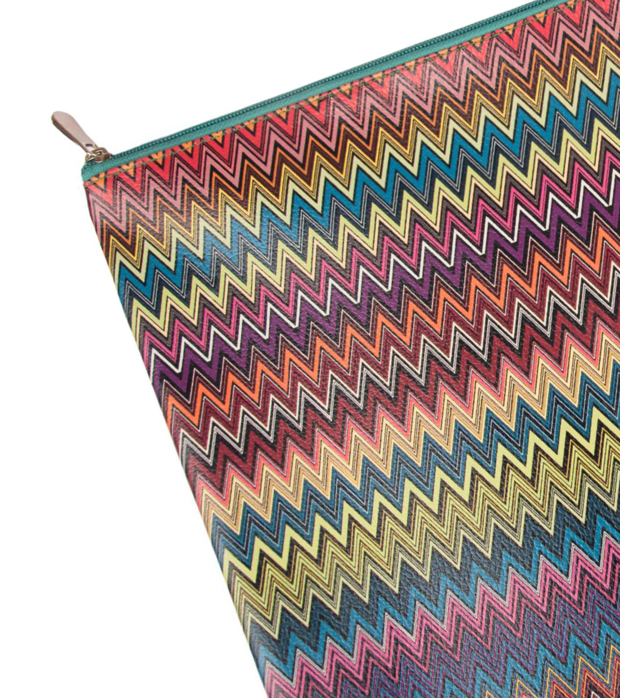 Premsons® Zigzag Print Pouch | Trendy Geometric Design, Durable Fabric, Secure Zip Closure, Lightweight & Multipurpose Storage for Travel, Makeup & Daily Essentials