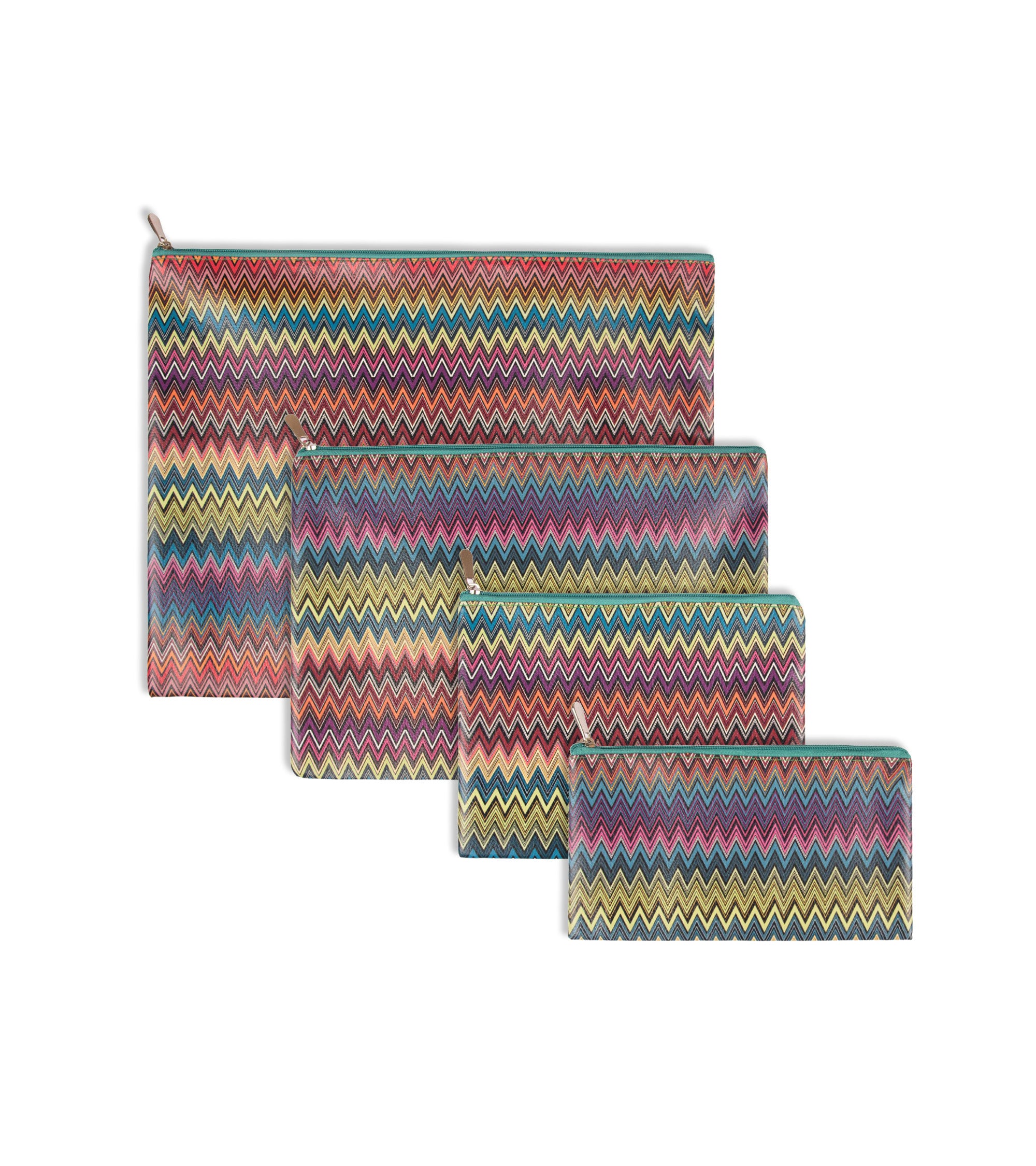 Premsons® Zigzag Print Pouch | Trendy Geometric Design, Durable Fabric, Secure Zip Closure, Lightweight & Multipurpose Storage for Travel, Makeup & Daily Essentials