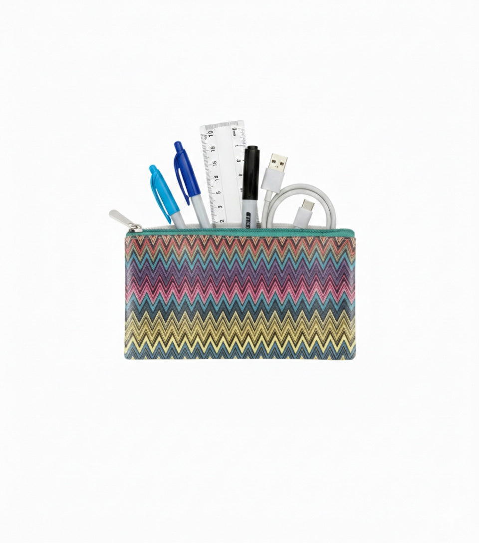 Premsons® Zigzag Print Pouch – Set of 4 Sizes (1XL, 1L, 1M, 1S) | Trendy Geometric Design, Durable Fabric, Secure Zip Closure, Lightweight Multipurpose Storage for Travel & Daily Essentials