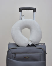 Cushy® Travel Neck Pillow with 360-Degree Head Support - Memory Foam Luxury Soft Pillow for Sleeping Rest - Home Travel Airplane Car - Plain, Light Grey