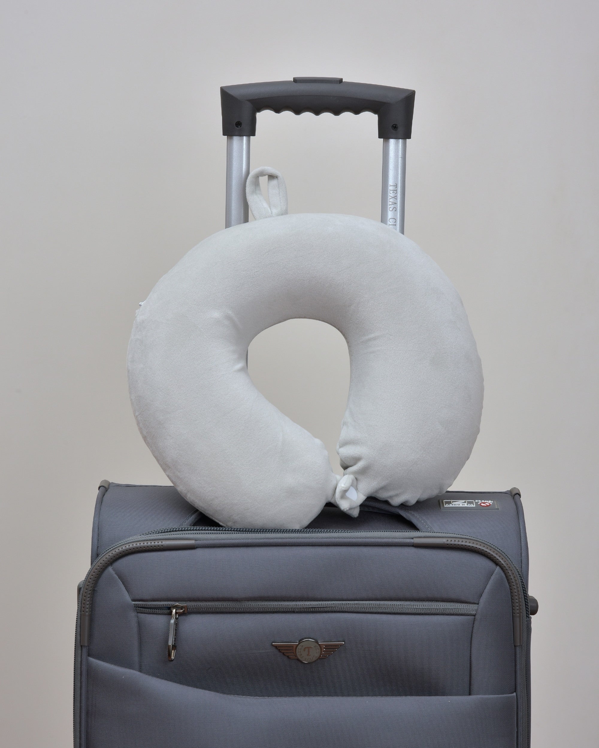 Cushy® Travel Neck Pillow with 360-Degree Head Support - Memory Foam Luxury Soft Pillow for Sleeping Rest - Home Travel Airplane Car - Plain, Light Grey