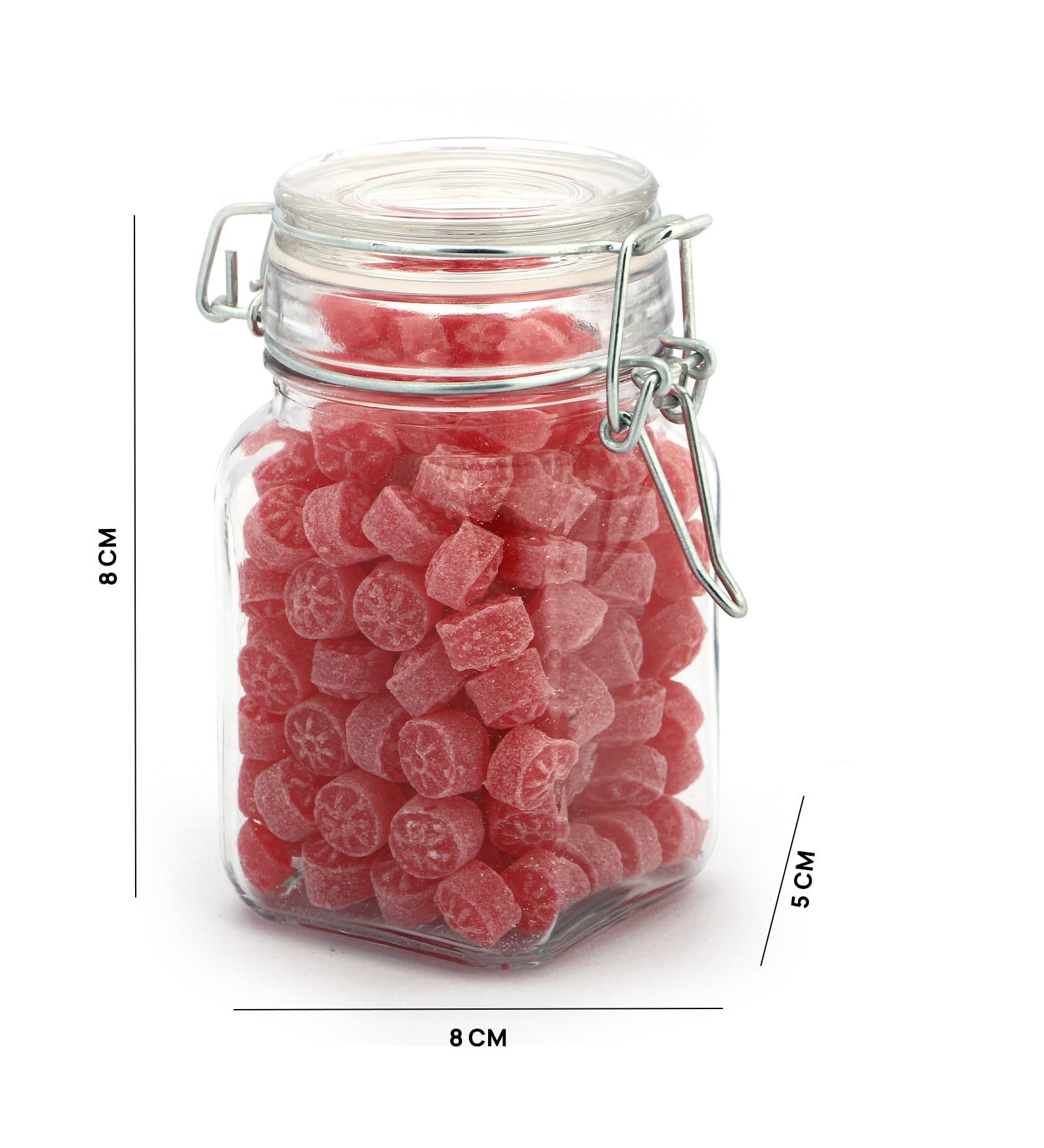 Premsons® Hexagon Glass Jars Clip Top Glass Canister Wide Mouth Storage Canister Jars For Masala,Spice,Food,aachar,Sugar,Bean Storage - 25 ml -Pack of 12