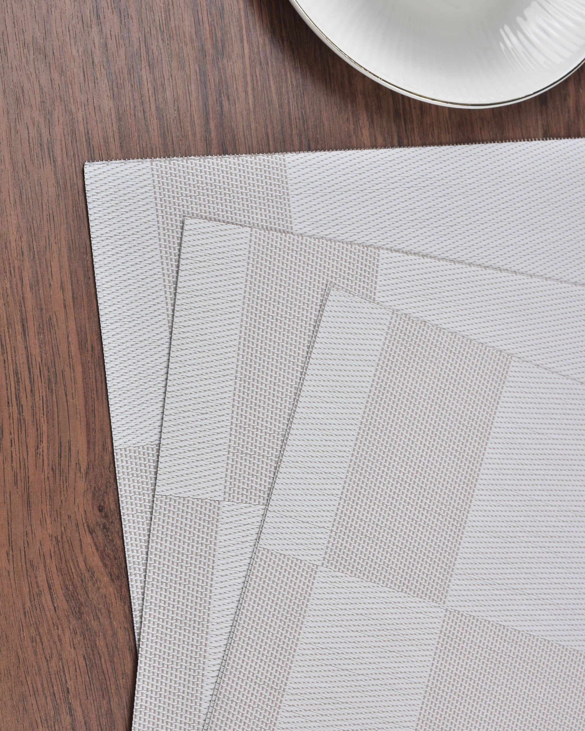Premsons® Grey Rectangle Metallic Placemats – Washable, Wipeable, Non-Slip & Stain-Resistant Table Mats for Dining, Kitchen, Wedding & Party Décor