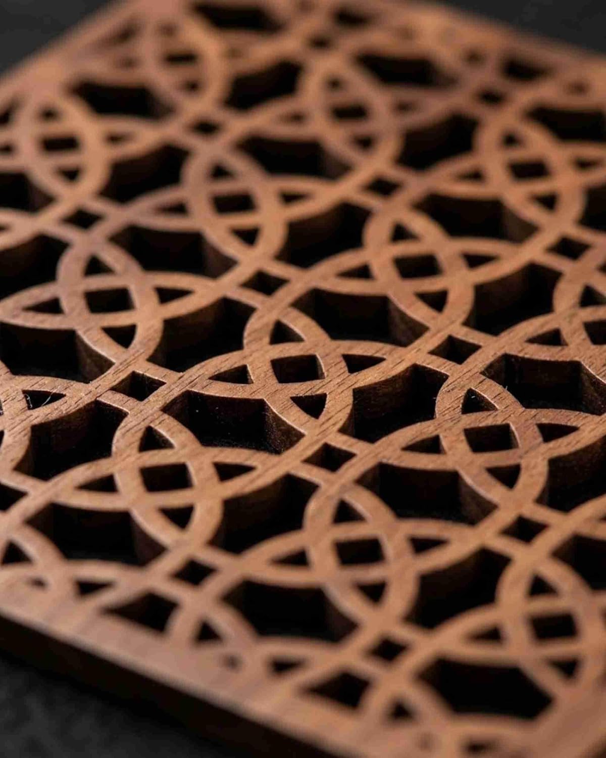 Premsons® Wooden Trivet Square Interlocking Pattern Light Brown Heat Resistant Table Protector