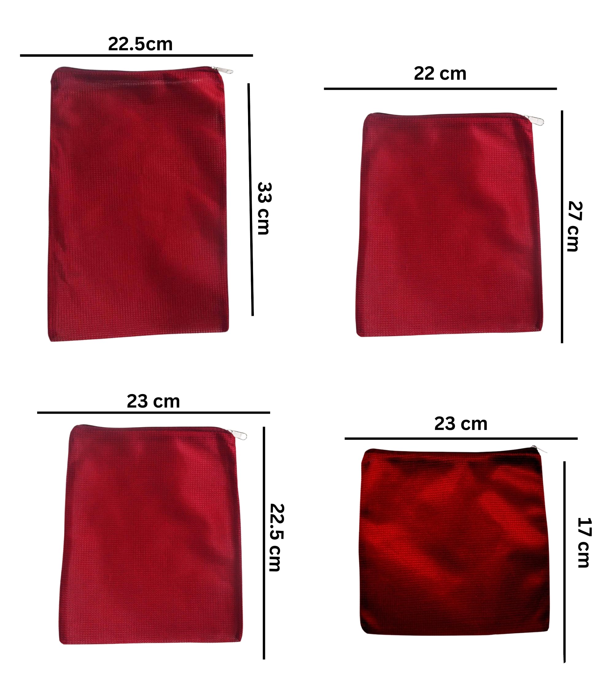 Premsons® Fridge Organiser - Reusable Layer Mesh Net Multipurpose Vegetable Bags for Fridge Storage - Kitchen Storage Bags Organizer with Sturdy Zipper - Set of 8 Pcs - 2 Bags Per Size - Maroon