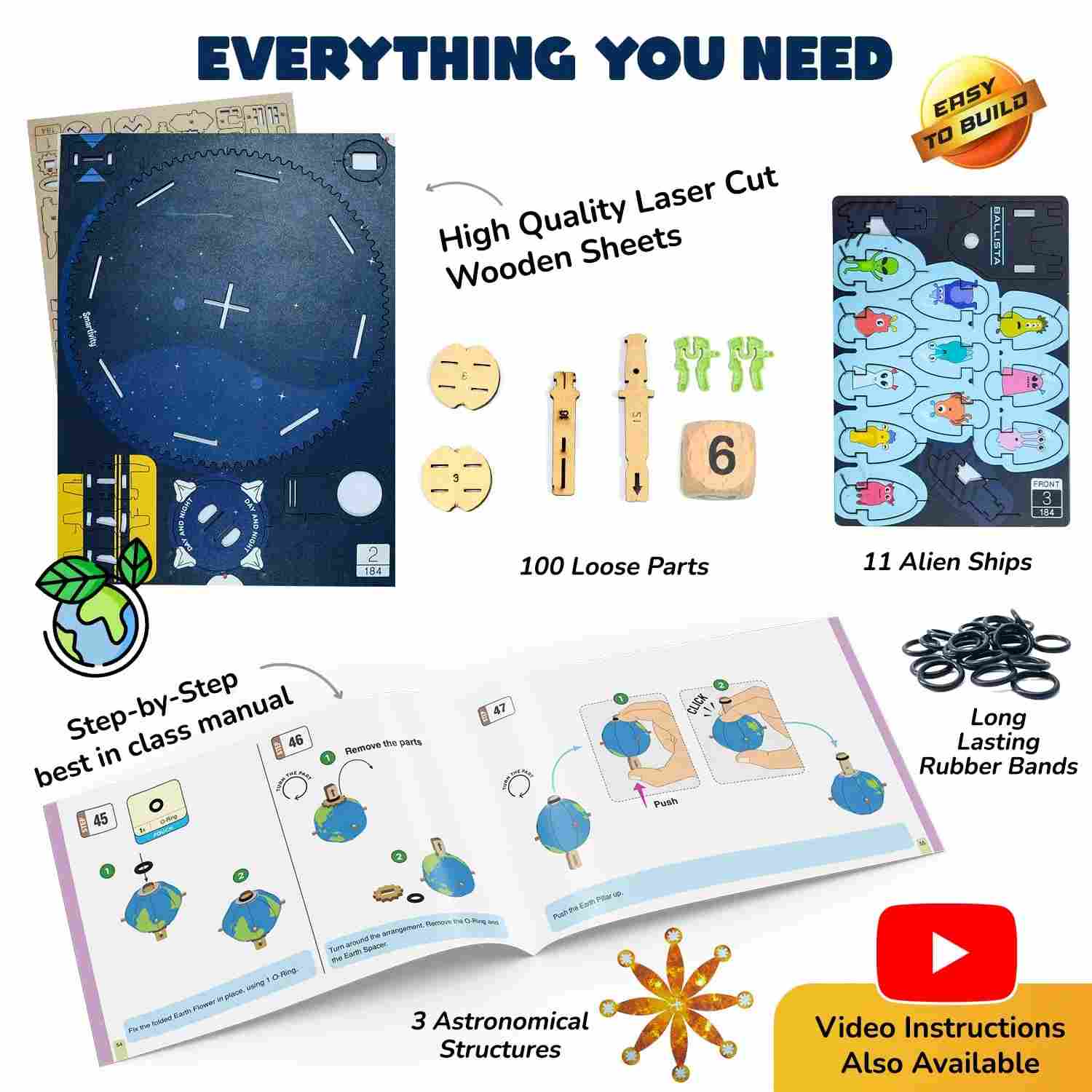 Smartivity Earth-Sun-Moon Space Toy for Kids 8-14 Years Old - Interactive 3D Model Kit