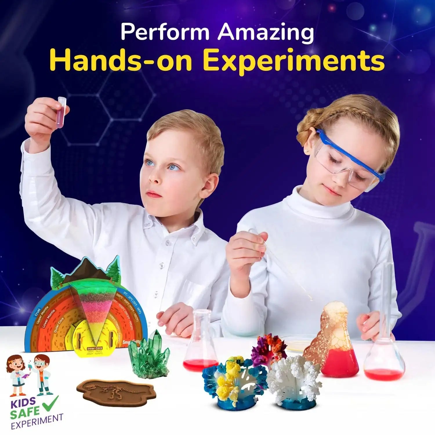 Smartivity Mega Crystal Earth Science Kit | Explore Earth, Crystal, and Fossilization Concepts | Birthday Gift for Boys & Girls I STEM Educational DIY Science Toys for Kids Ages 8-14