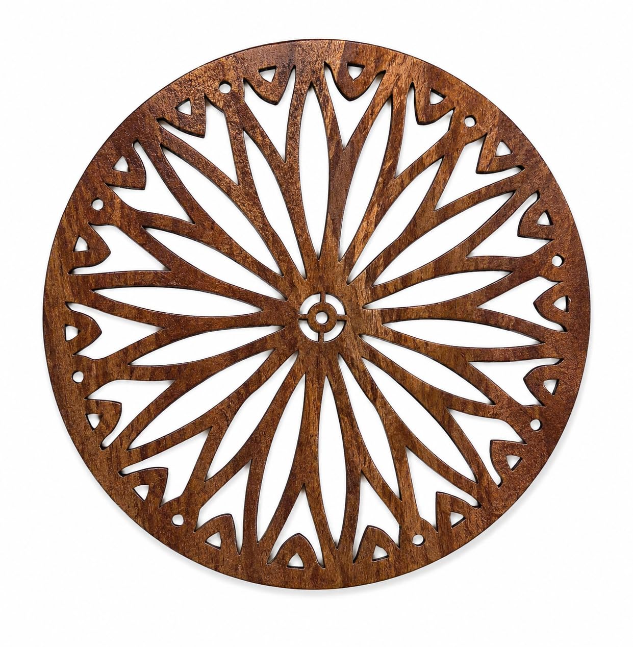 Premsons® Premsons Daisy Bloom Design Wooden Trivet | Light Brown Round Decorative Heat Resistant Pot Stand | Wooden Table Protector(Pack of 2)