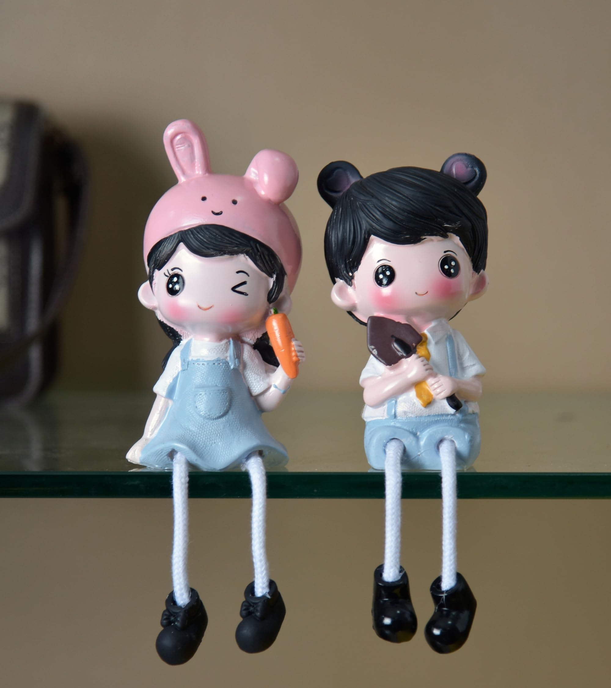 Premsons® Gargining Girl and Boys Doll Set,Love Bird Couple Hanging Legs Showpiece Dolls for Decoration, Home Décor