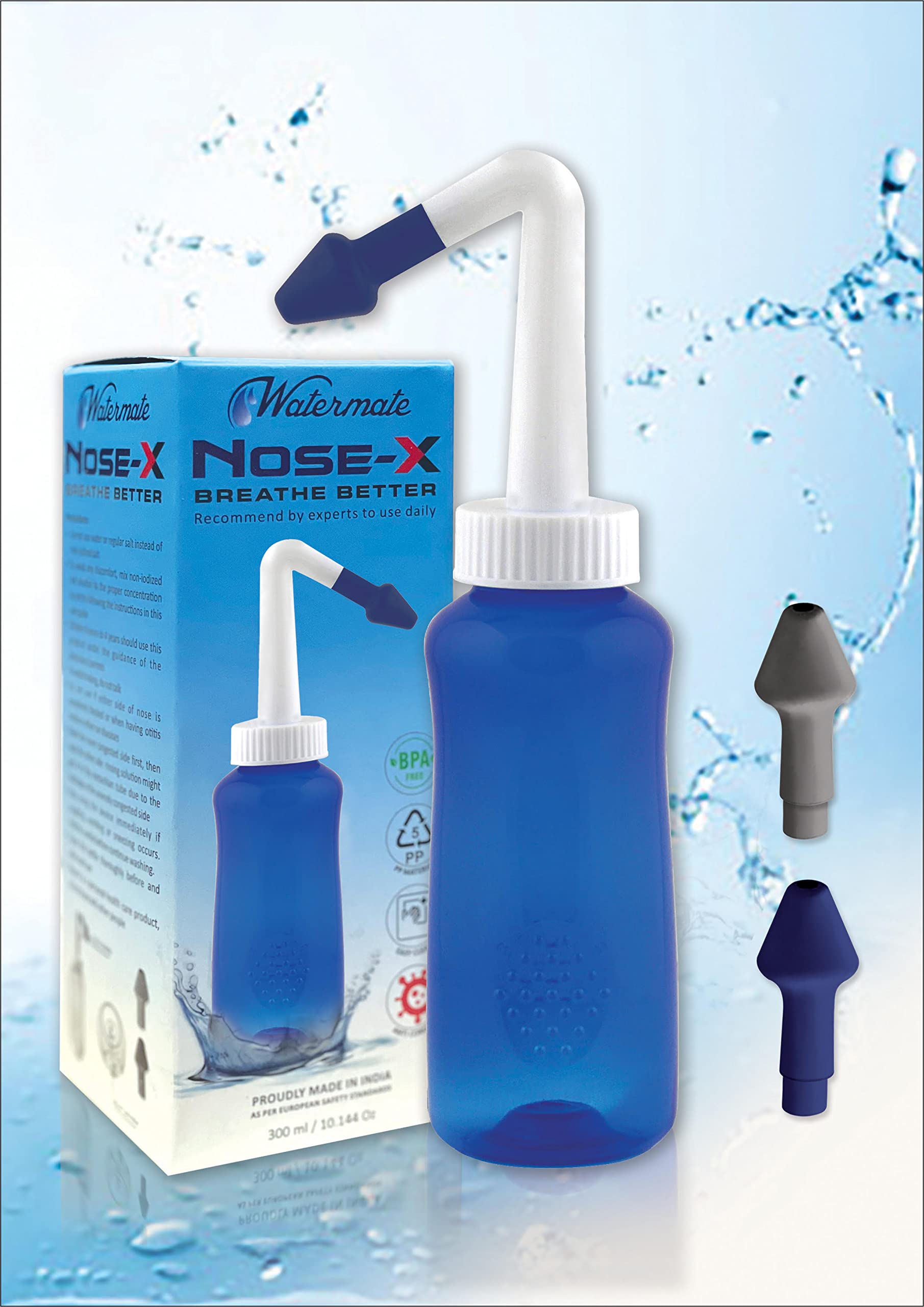 Premsons® Anti-Microbial Jal Neti Sinus Cleaner pot Includes 2 Nozzles, 40g Neti Salt For Children & Adults
