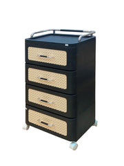 Premsons® 4 - Layer Multipurpose Plastic Storage Drawer with Wheels | Modular Cabinet Unit | Easy-to-Assemble | Multi- Utility Cabinet | Black & Beige