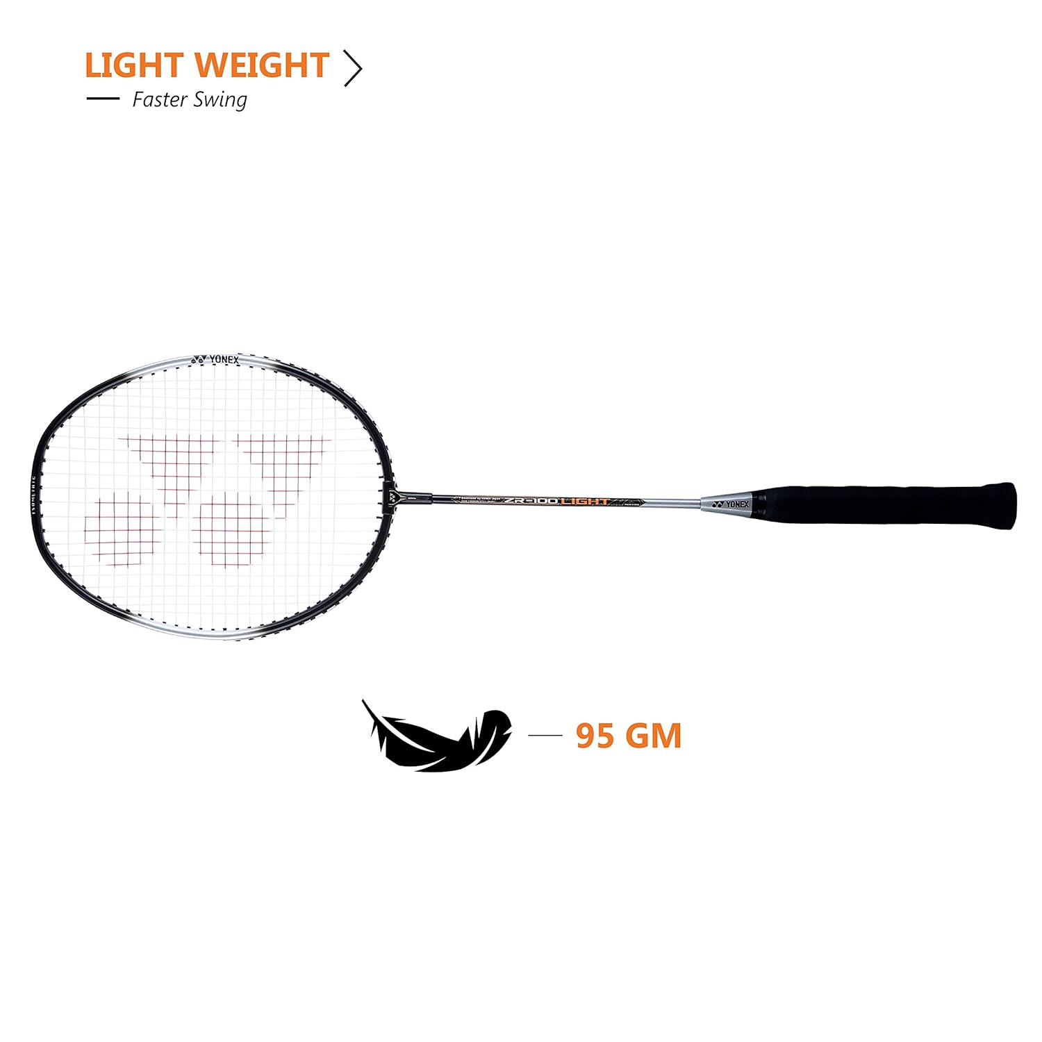 Yonex ZR 100 Light Aluminium Badminton Racquet with Full Cover | Made in India (Black,Pack of 1)
