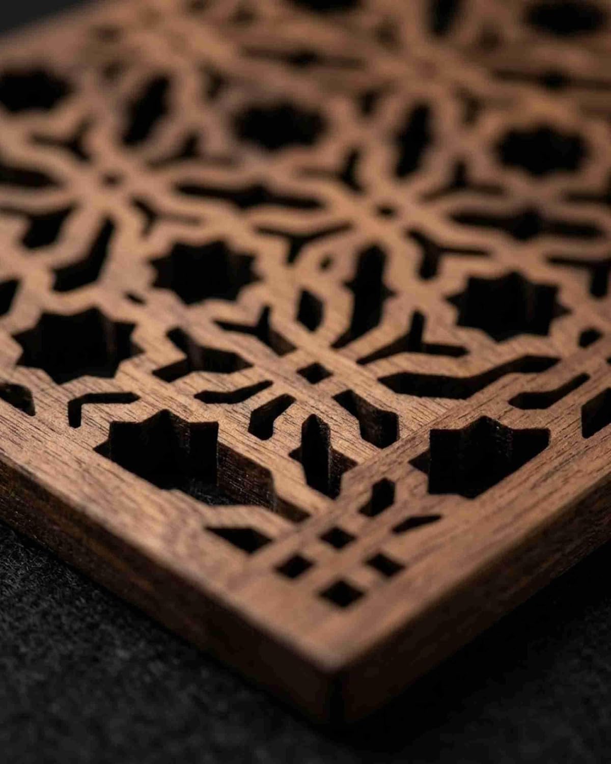 Premsons® Wooden Trivet Square Dark Brown | Decorative Laser Cut Heat Resistant Pot Holder for Hot Pots, Pans & Serving Dishes | Table & Countertop Protector(Pack of 2)