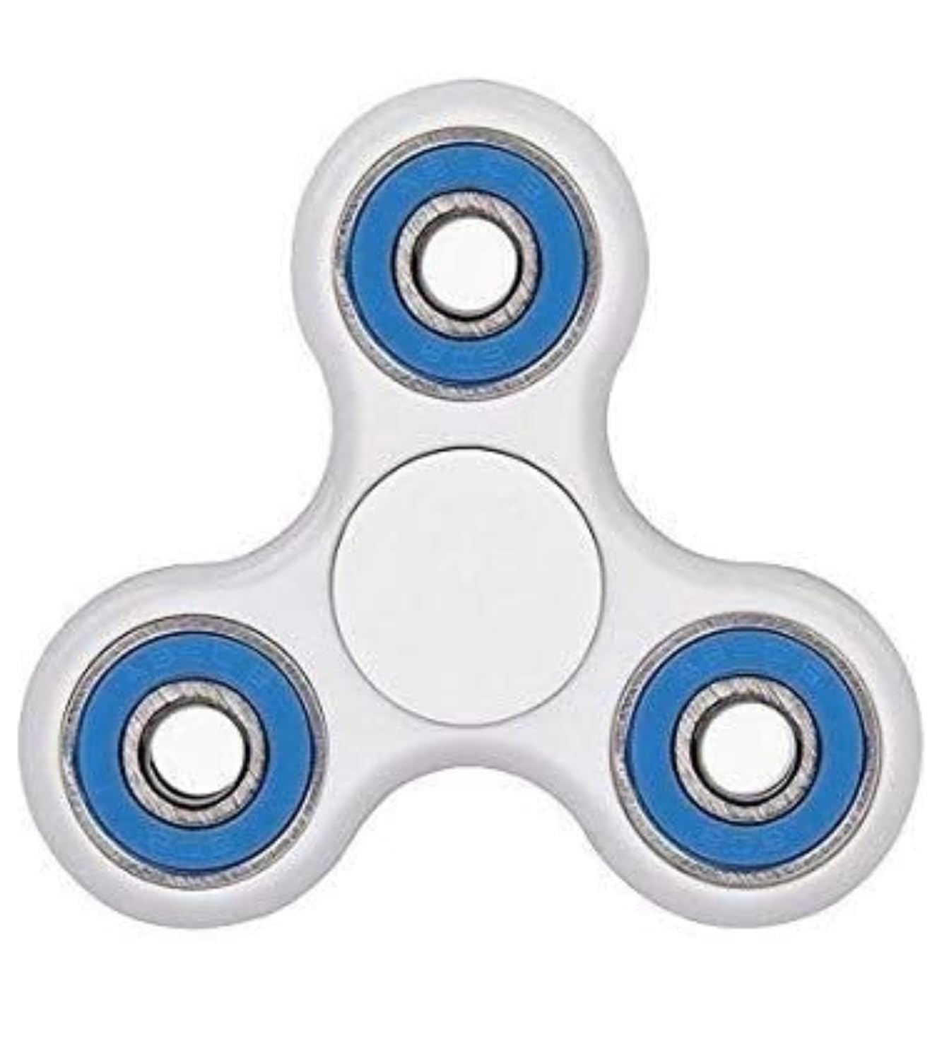 Premsons® Hand Spinner Desk Toy - High Speed Smooth Finger Spin Sensory Fidget Stress Relief Game Play for Kids & Adults - Birthday Party Gift - Four Bearing - White + Blue Bearing