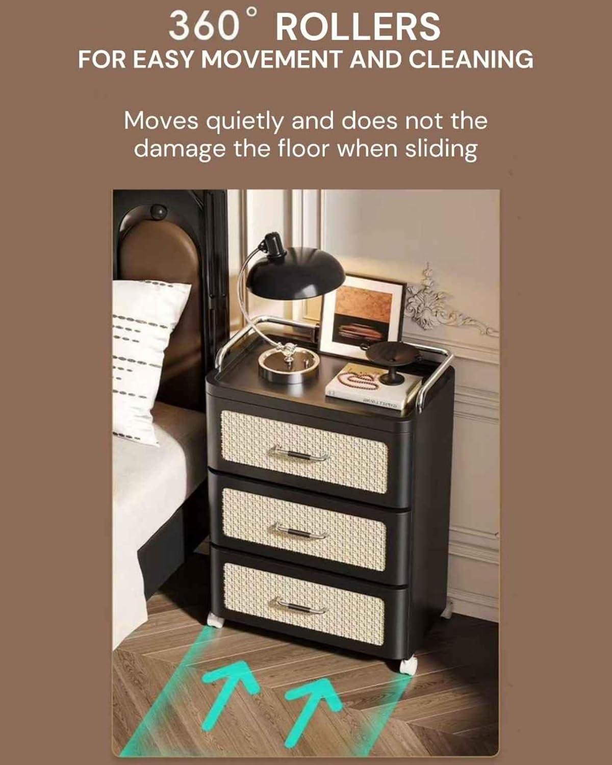 Premsons® 3 - Layer Multipurpose Plastic Storage Drawer with Wheels | Modular Cabinet Unit | Easy-to-Assemble | Multi- Utility Cabinet | Black & Beige