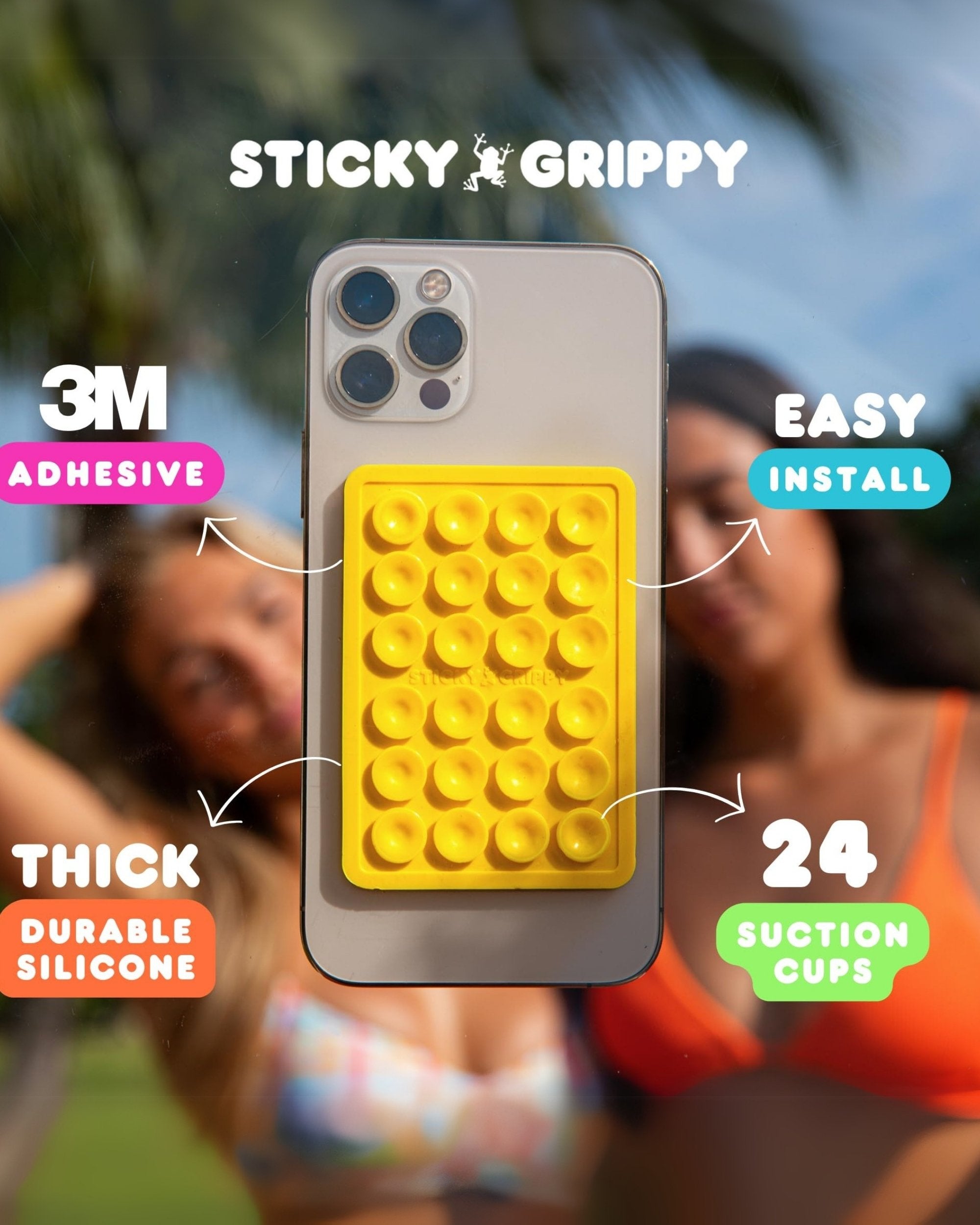 Premsons® StickyGrippy Suction Phone Case Mount – Silicone Adhesive Holder for iPhone & Android | Hands-Free Mirror & Shower Stand, Fidget Toy for Videos, Selfies & More