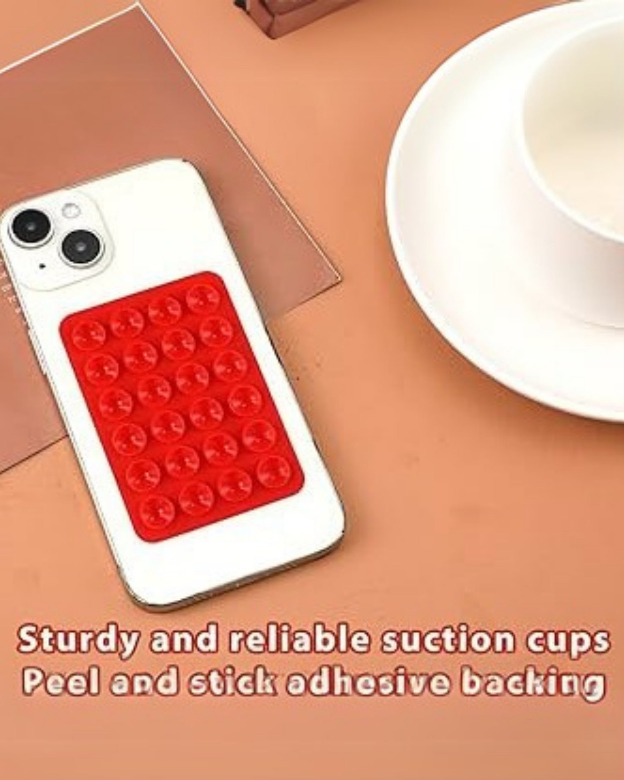 Premsons® StickyGrippy Suction Phone Case Mount – Silicone Adhesive Holder for iPhone & Android | Hands-Free Mirror & Shower Stand, Fidget Toy for Videos, Selfies & More