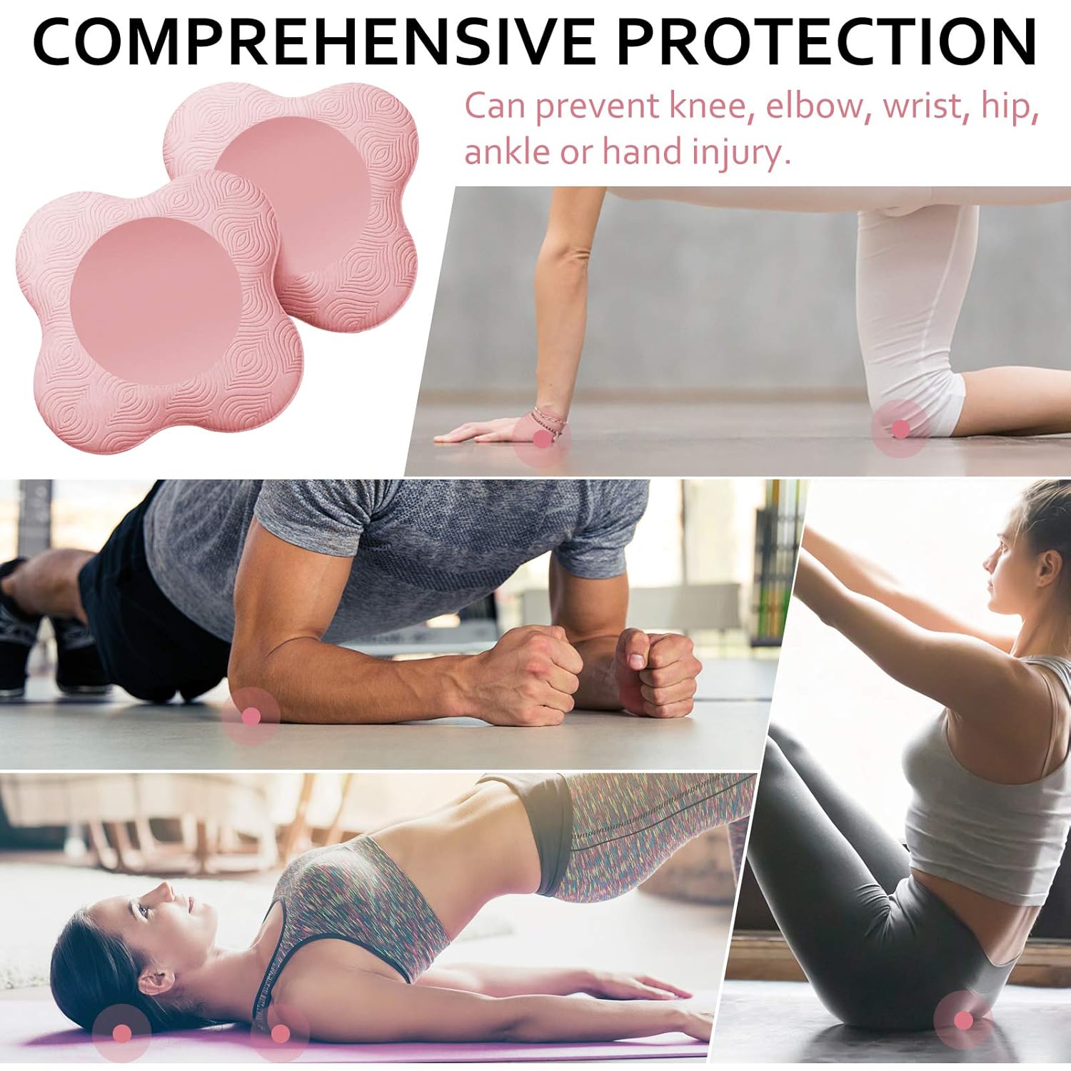 Premsons® 2 Pcs Yoga Knee Pad Cushion – EVA Foam Support for Knees, Hands, Elbows & Wrists | Comfort Pads for Yoga, Pilates, Meditation & Workout – Multicolour for Men & Women