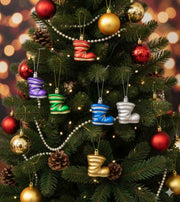 Premsons® Snow Boot Christmas Ornaments – Glitter Hanging Tree Decorations- Box of 6