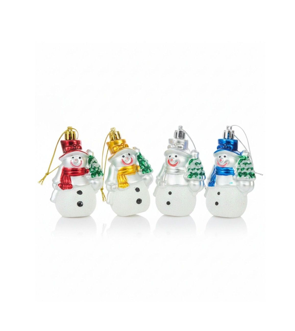 Premsons® Snowman Christmas Ornaments – Cute Hanging Tree Decor - Box of 4