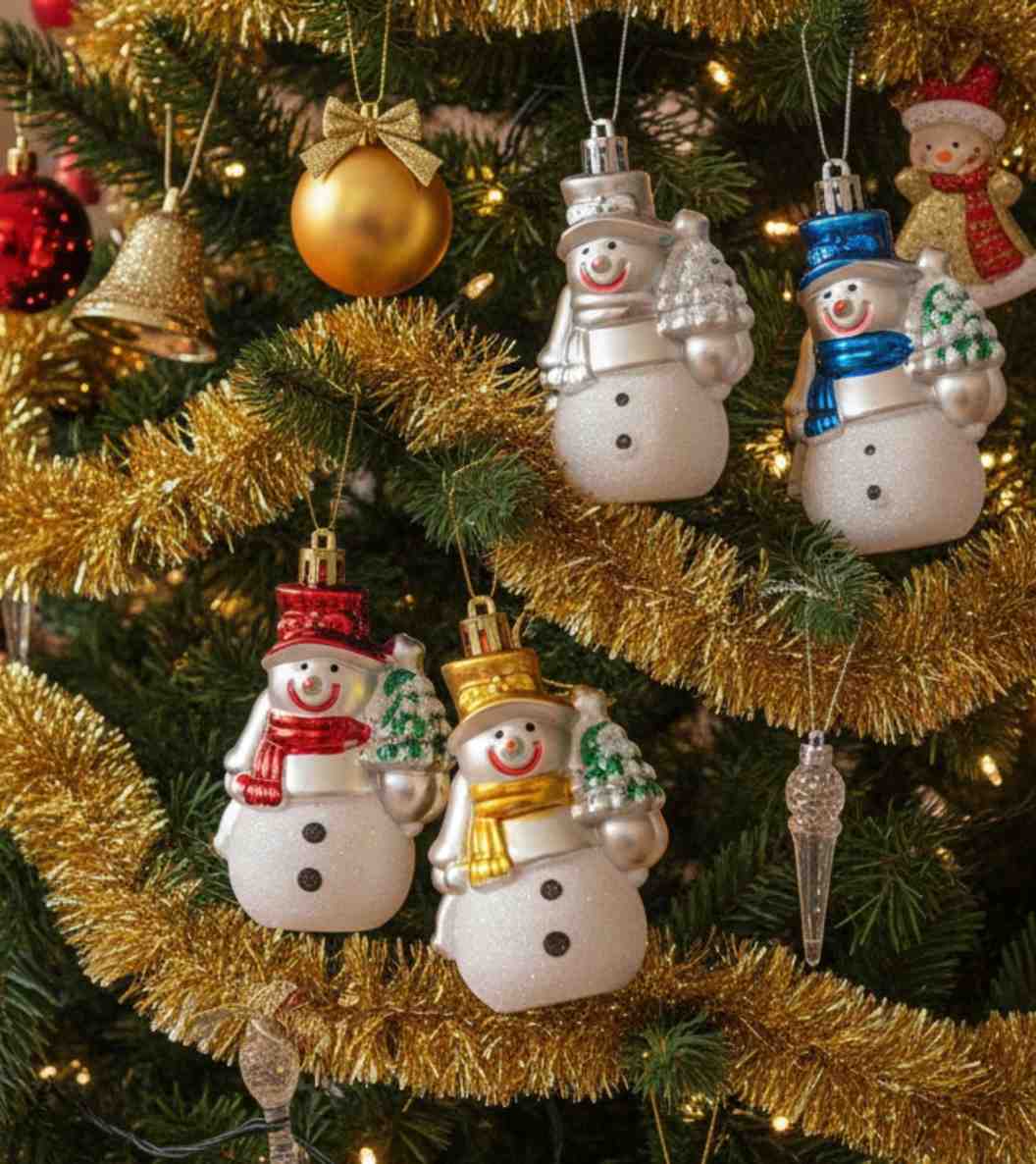 Premsons® Snowman Christmas Ornaments – Cute Hanging Tree Decor - Box of 4