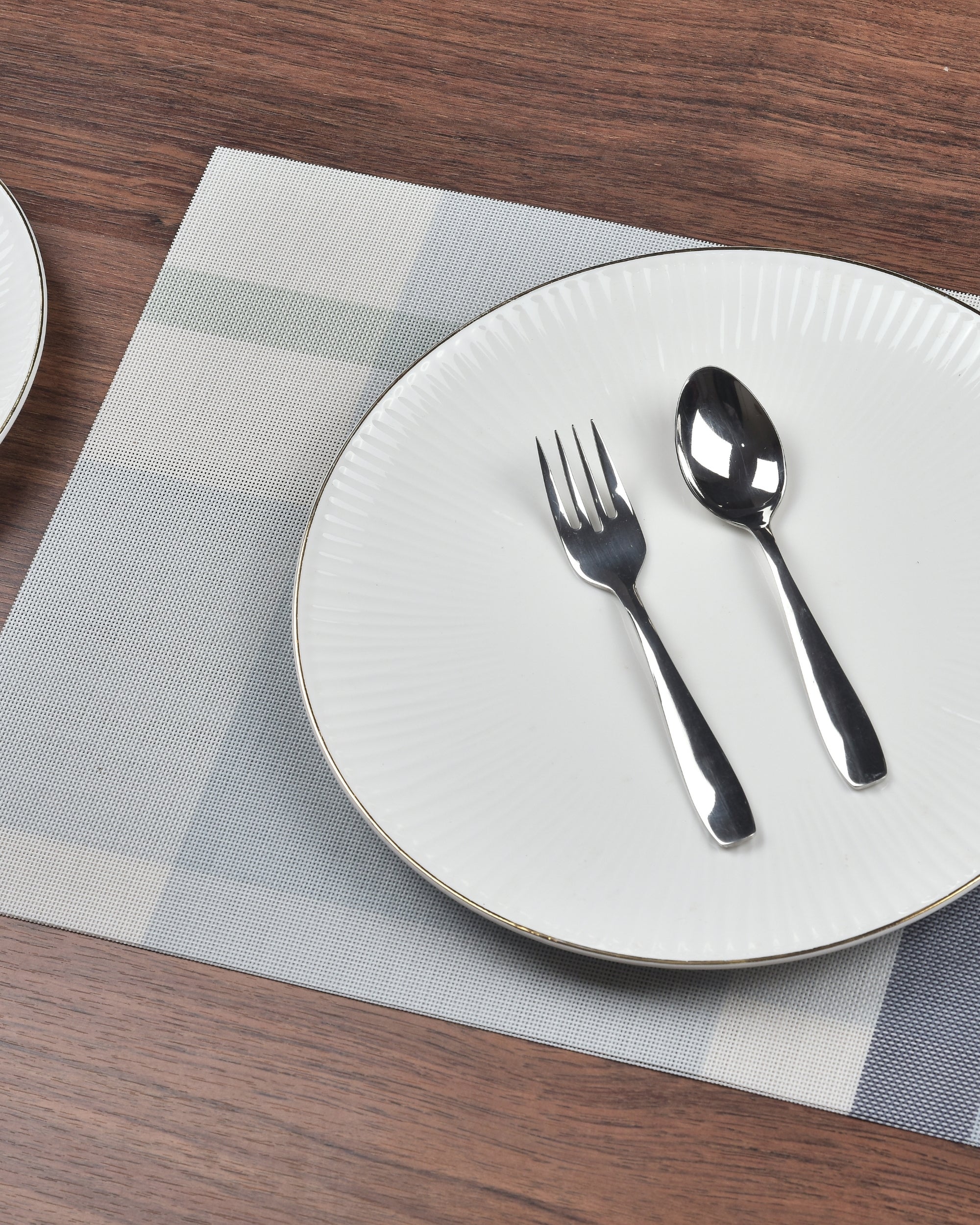 Premsons® Grey & Blue Rectangle Metallic Placemats – Washable, Wipeable, Non-Slip & Stain-Resistant Table Mats for Dining, Kitchen, Wedding & Party Décor