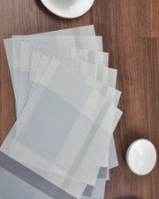 Premsons® Grey & Blue Rectangle Metallic Placemats – Washable, Wipeable, Non-Slip & Stain-Resistant Table Mats for Dining, Kitchen, Wedding & Party Décor