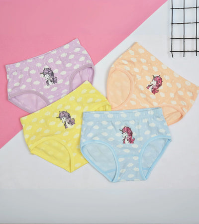 Premsons® Set of 4 Unicorn Print Underwear for Girls – Soft, Colourful & Comfy Innerwear