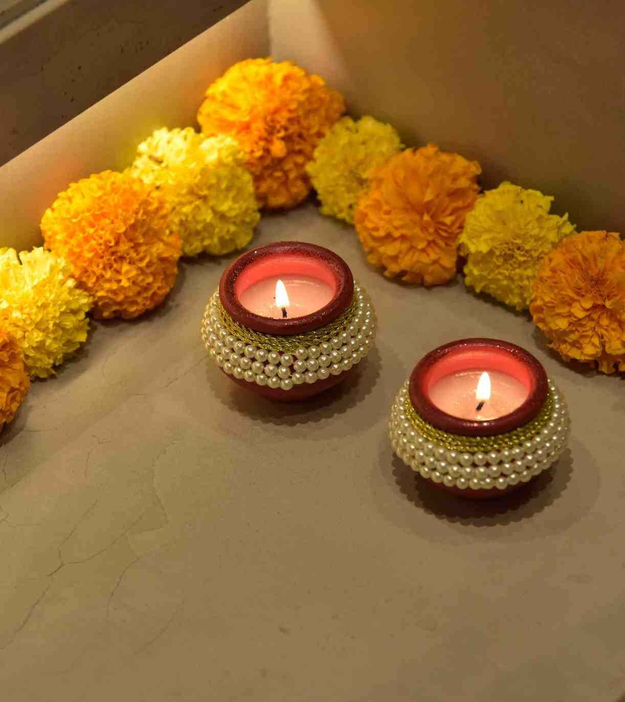 Premsons® Pearl Rim Clay Diya – Wonderful Pooja Thali Accent for Diwali or Housewarming