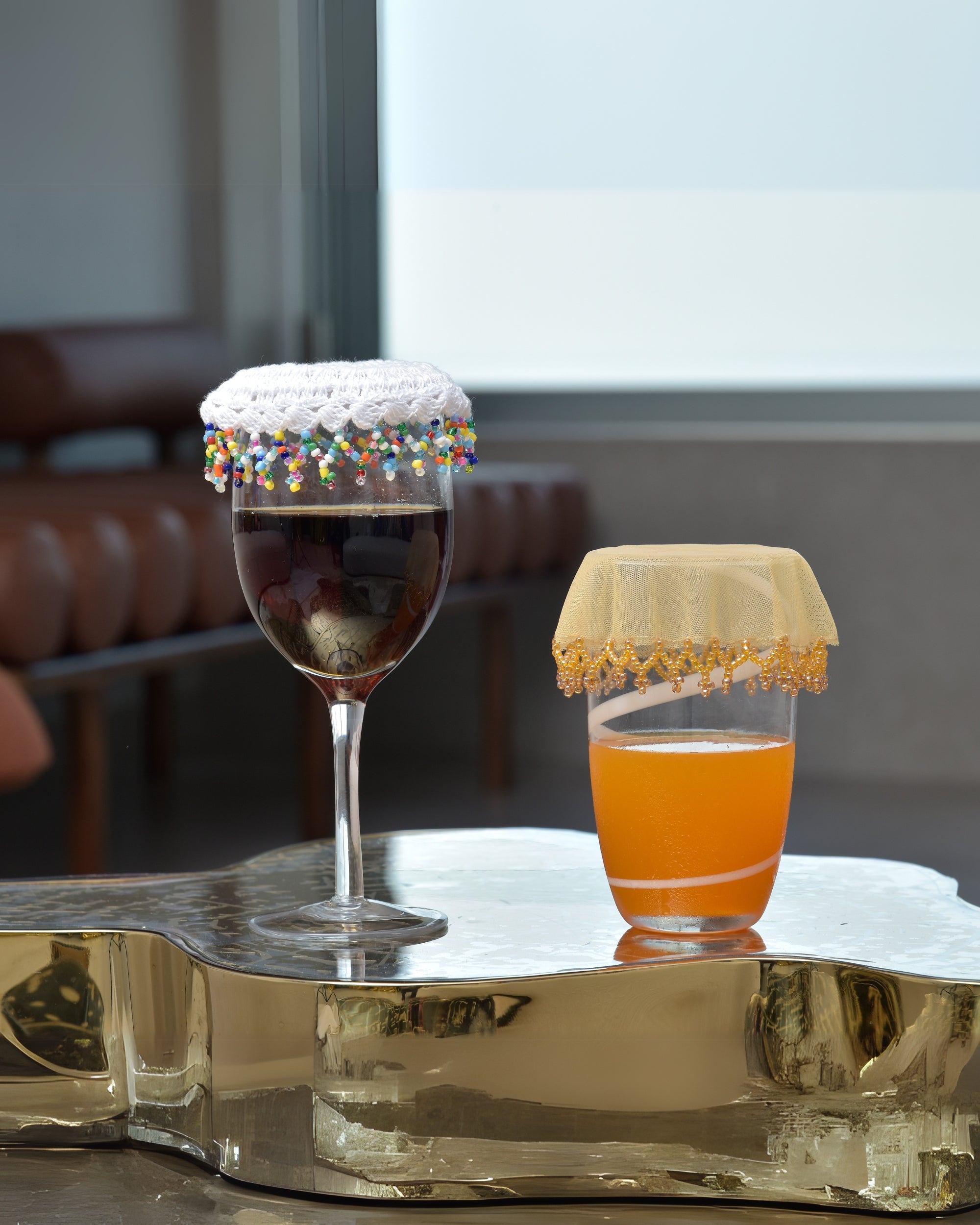 Premsons® Decorative Drink Glass Covers – Elegant Net Covers with Lace for Protecting Beverages from Dust & Insects – Ideal for Parties, Picnics & Daily Use
