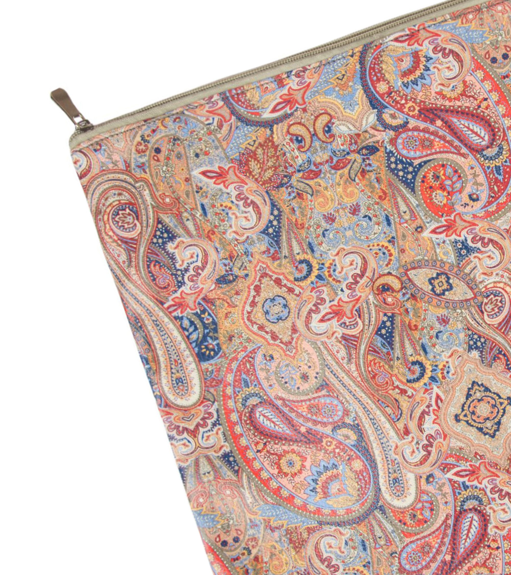 Premsons® Paisley Print Leather Pouch Set of 4 (1XL, 1L, 1M, 1S) | Elegant Ornamental Design, Premium Finish, Zip Closure, Multipurpose Storage