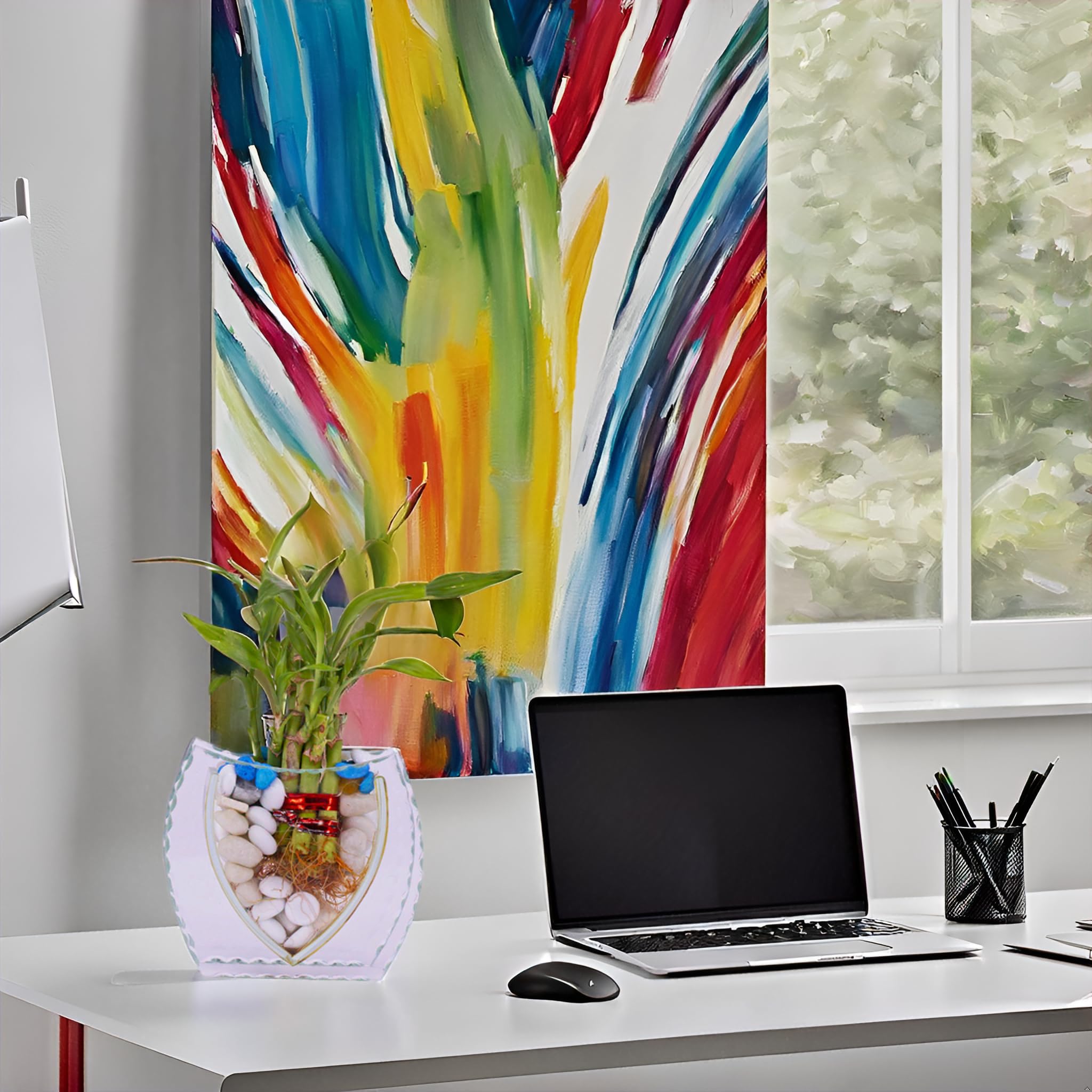 Premsons® Decorative Glass Vase for Flowers and Plants | Elegant Tabletop Home Décor for Living Room, Bedroom, and Office (Plants Not Included)