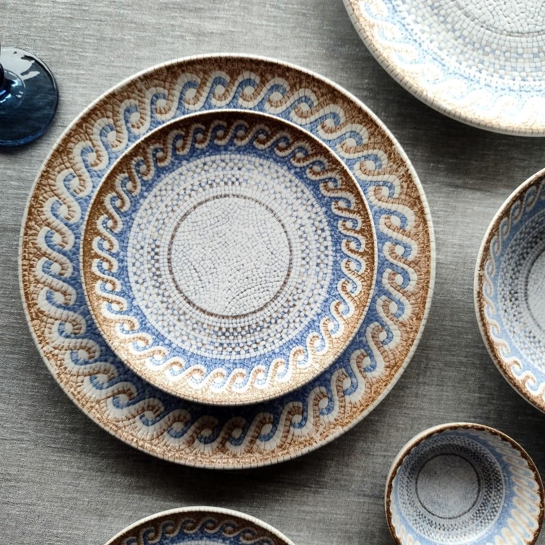 Porcelain 21-Piece Dinner Set | Premium Blue and White Turkish-Inspired Dinnerware | Crockery Set for 6 | Microwave & Dishwasher Safe | Elegant Modern Tableware