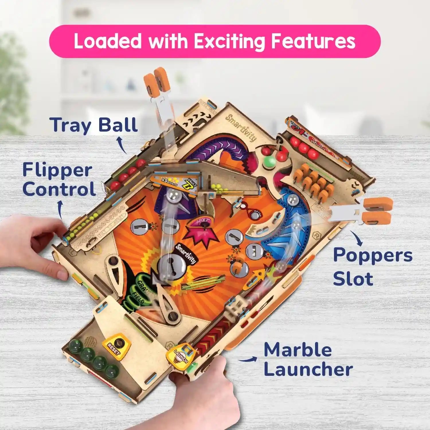 Smartivity Pinball Machine STEM DIY Fun Toy, Educational & Construction based Activity Game Kit for Kids 8 to 14, Best Gift for Boys & Girls, Learn Science Engineering Project