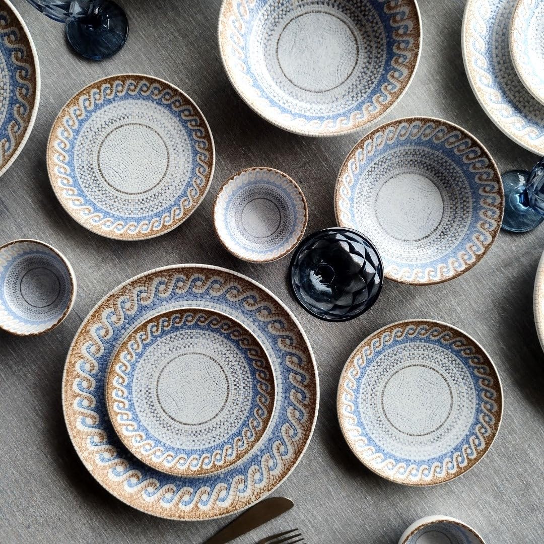 Porcelain 21-Piece Dinner Set | Premium Blue and White Turkish-Inspired Dinnerware | Crockery Set for 6 | Microwave & Dishwasher Safe | Elegant Modern Tableware
