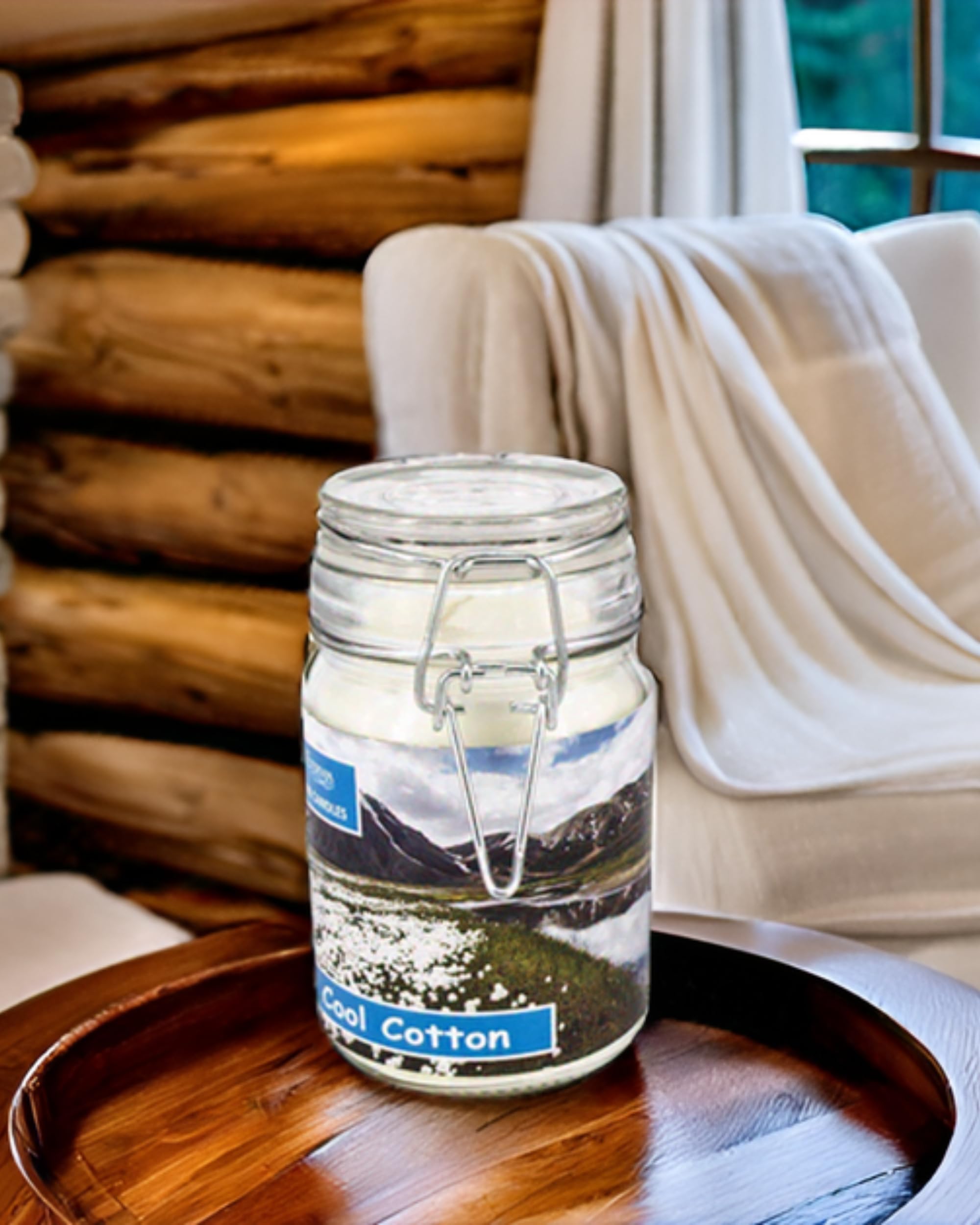 Eternia® Cool Cotton Scented Jar Candle – Clean Fresh Linen-Inspired Aroma in Glass Jar for Bedroom, Office, or Spa