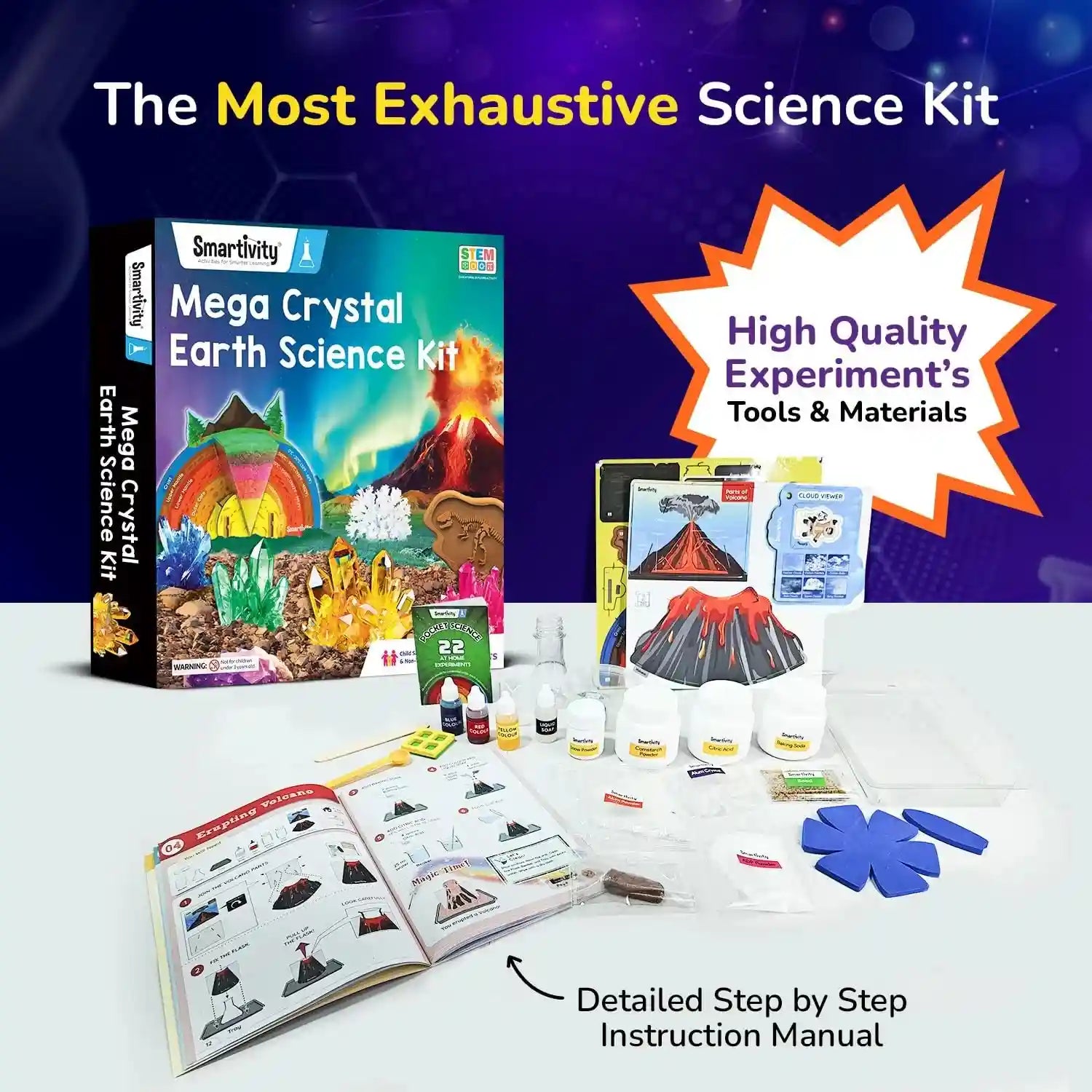 Smartivity Mega Crystal Earth Science Kit | Explore Earth, Crystal, and Fossilization Concepts | Birthday Gift for Boys & Girls I STEM Educational DIY Science Toys for Kids Ages 8-14