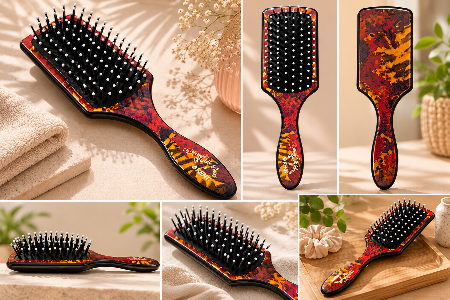 Premsons® Premium Floral Design Paddle Hair Brush for Gentle Detangling & Everyday Styling