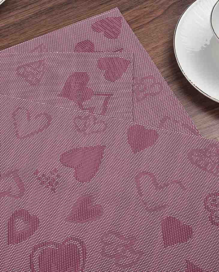 Premsons® Maroon Rectangle Metallic Placemats – Washable, Wipeable, Non-Slip & Stain-Resistant Table Mats for Dining, Kitchen, Wedding & Party Décor