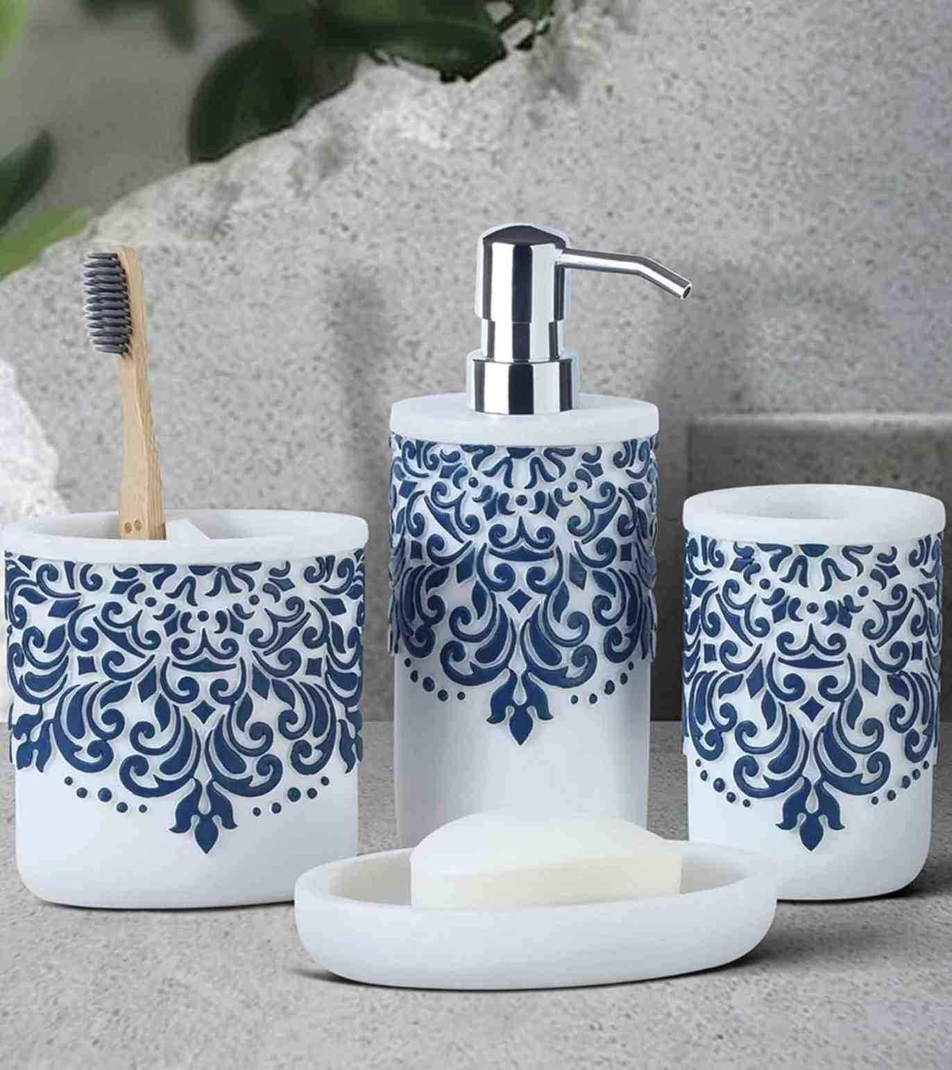 Premsons® Ceramic Bathroom Accessories Set of 3 – Dispenser, Soap Tray & Toiletries Holder
