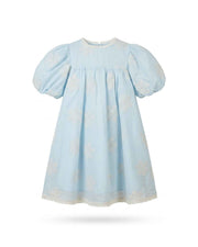 Sky Blue Puff Sleeve Dress for Girls Classic Elegant Everyday Party Wear Default Title