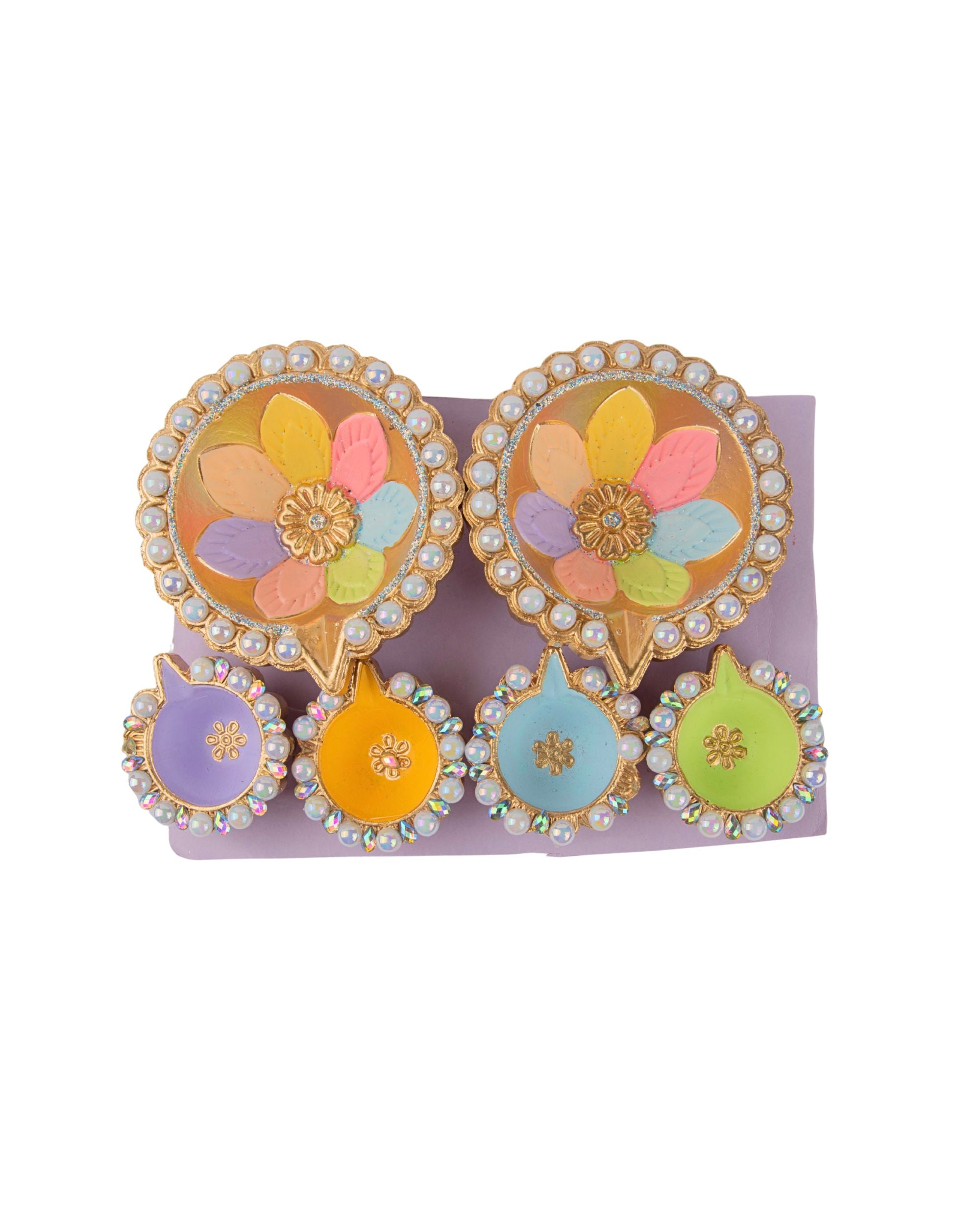 Premsons® Diya's (Set of 6) – 4 Small & 2 Big Decorative Candle Lamps for Festive Décor