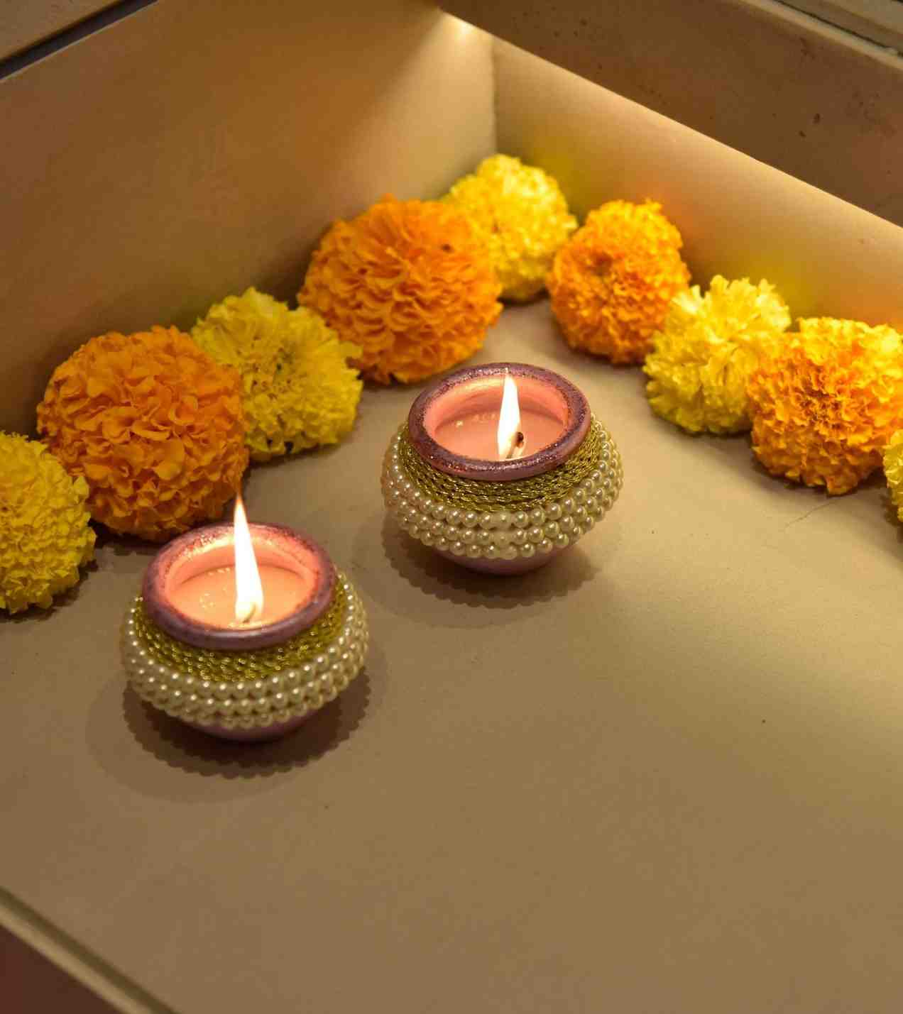 Premsons® Pearl Rim Clay Diya – Wonderful Pooja Thali Accent for Diwali or Housewarming