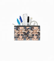 Premsons® Horse Print Beige Leatherette Pouch | Elegant Equestrian Design, Premium Finish, Durable & Lightweight, Zip Closure, Multipurpose Storage