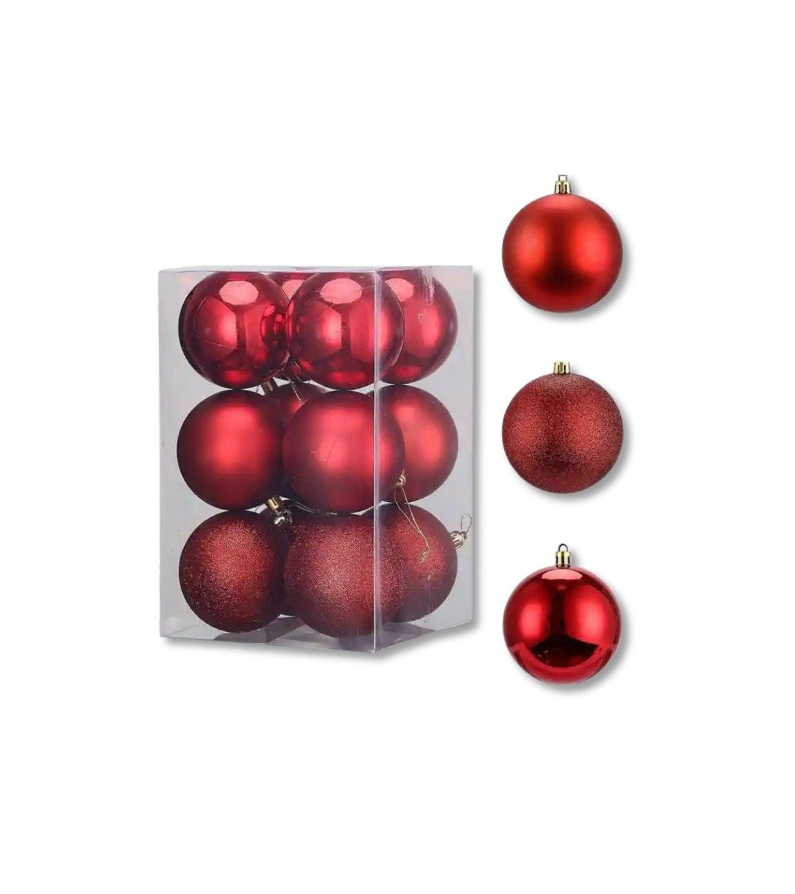 Premsons® Christmas Baubles – Mixed Matte - Glitter - Shiny Ornaments, Multi-Size Packs