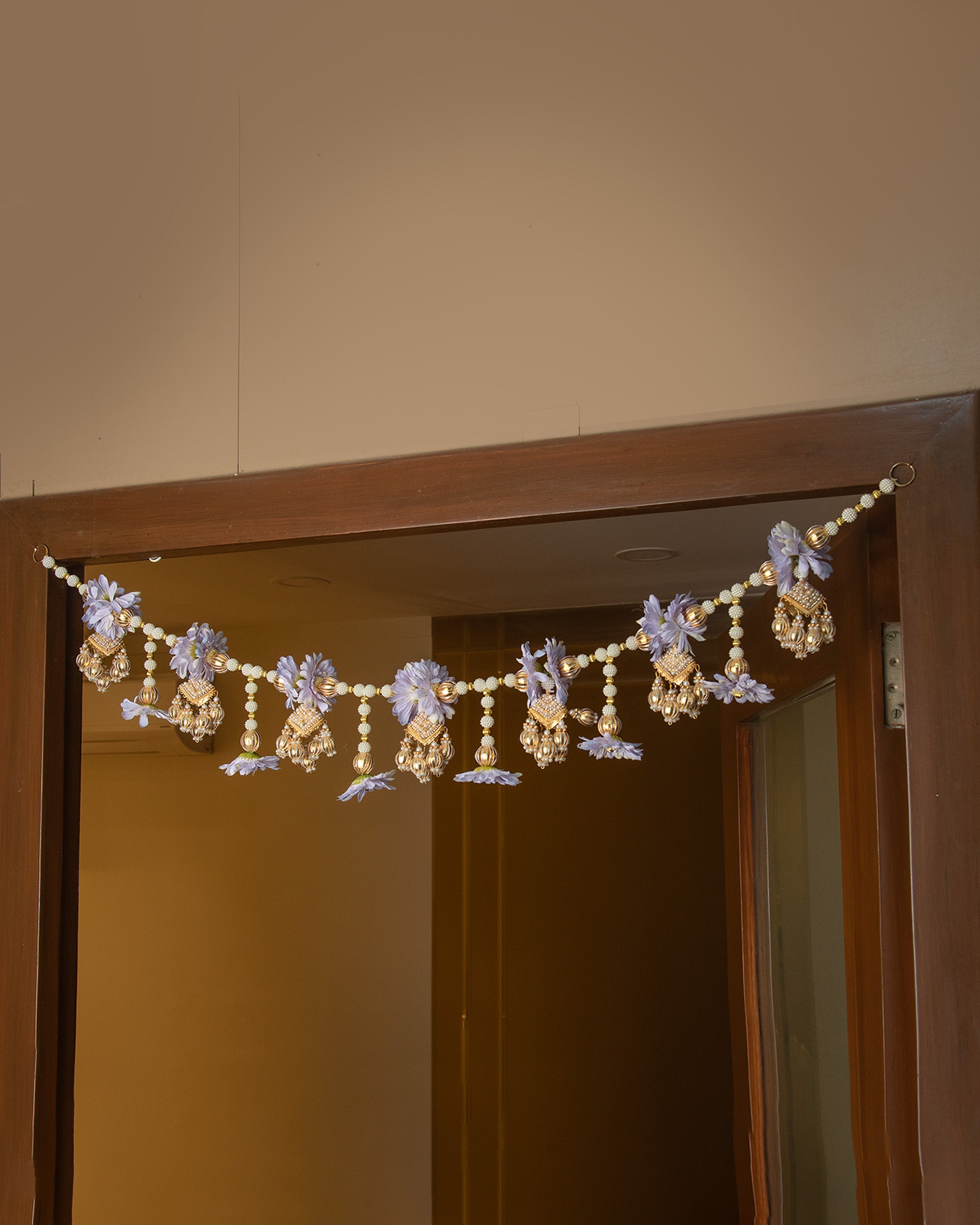 Premsons® Lavender Floral Toran with Pearl Latkan – Elegant Decorative Door Hanging for Diwali, Pooja, Festivals & Home Celebration