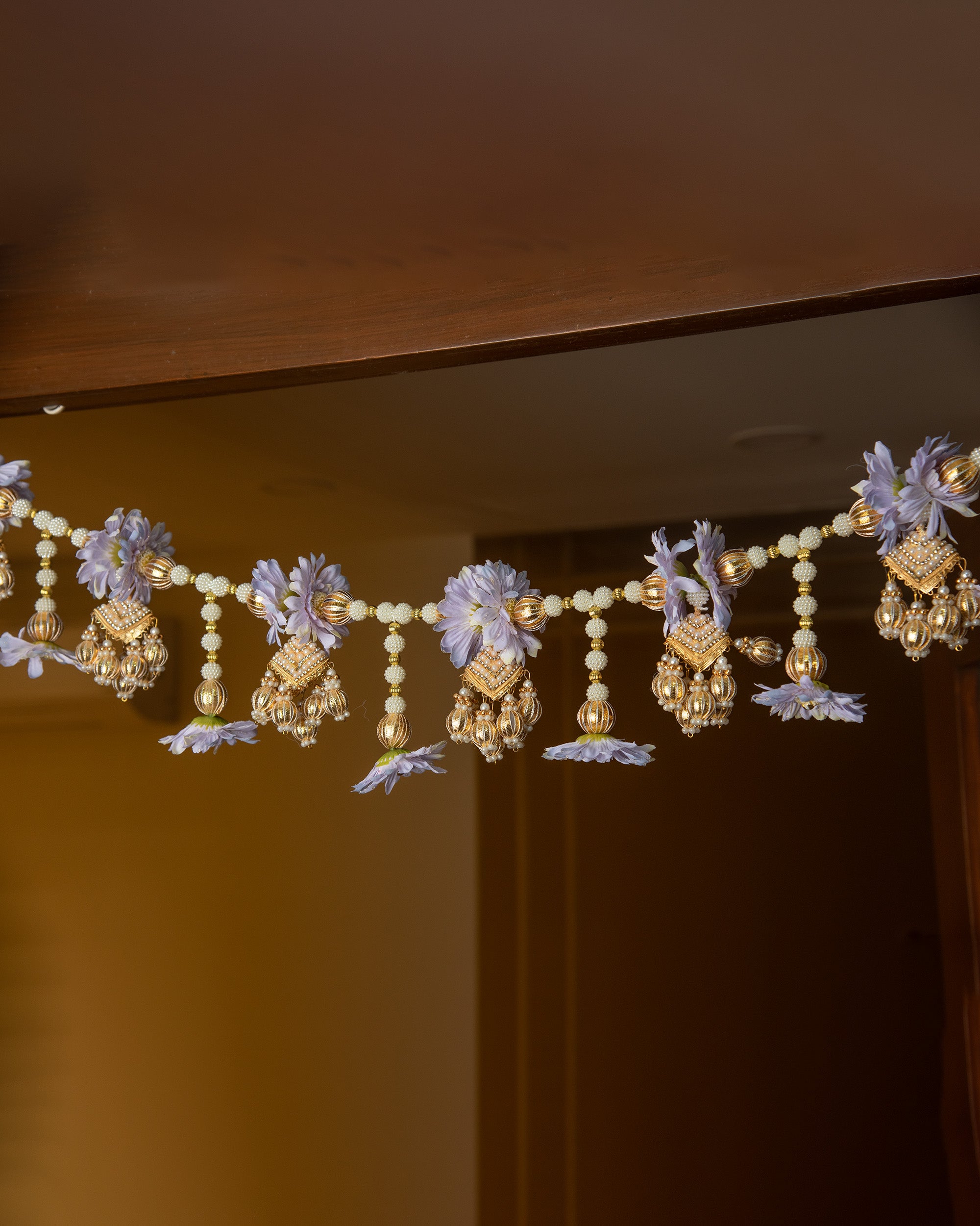 Premsons® Lavender Floral Toran with Pearl Latkan – Elegant Decorative Door Hanging for Diwali, Pooja, Festivals & Home Celebration