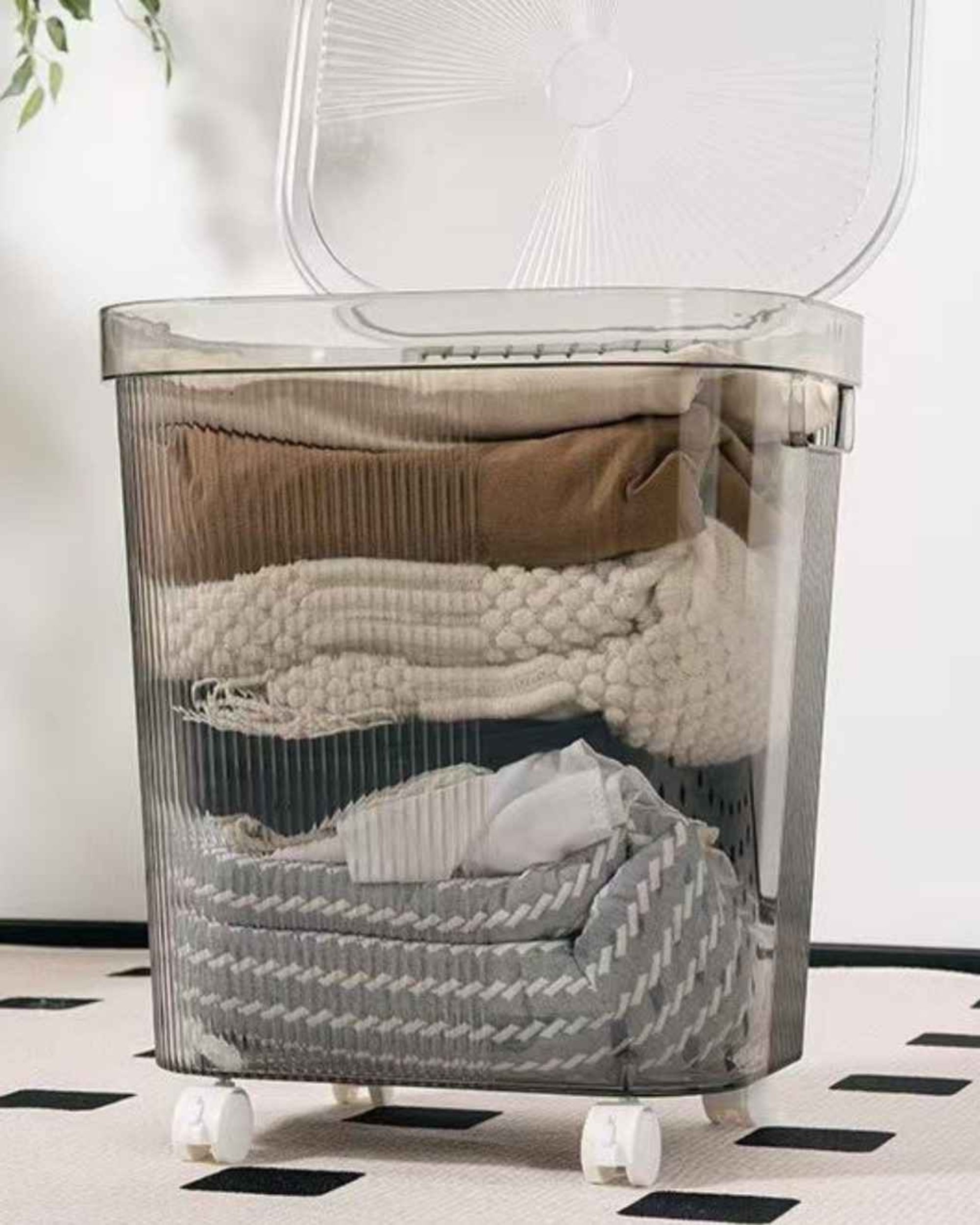 Premsons® Grey Storage Bin with Wheels & Handles – Durable Multipurpose Organizer Box for Clothes, Toys & Home Storage