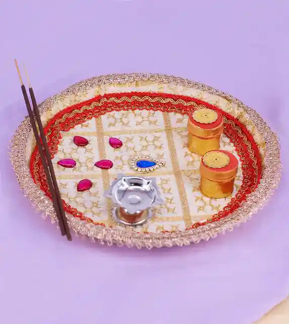 Premsons® White & Red Pooja Thali – Subtle and Divine