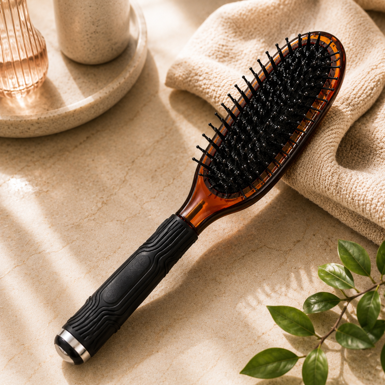 Premsons® Headhog Handbag Hair Brush, Brown | Compact Detangling & Styling Brush for Everyday Hair Care